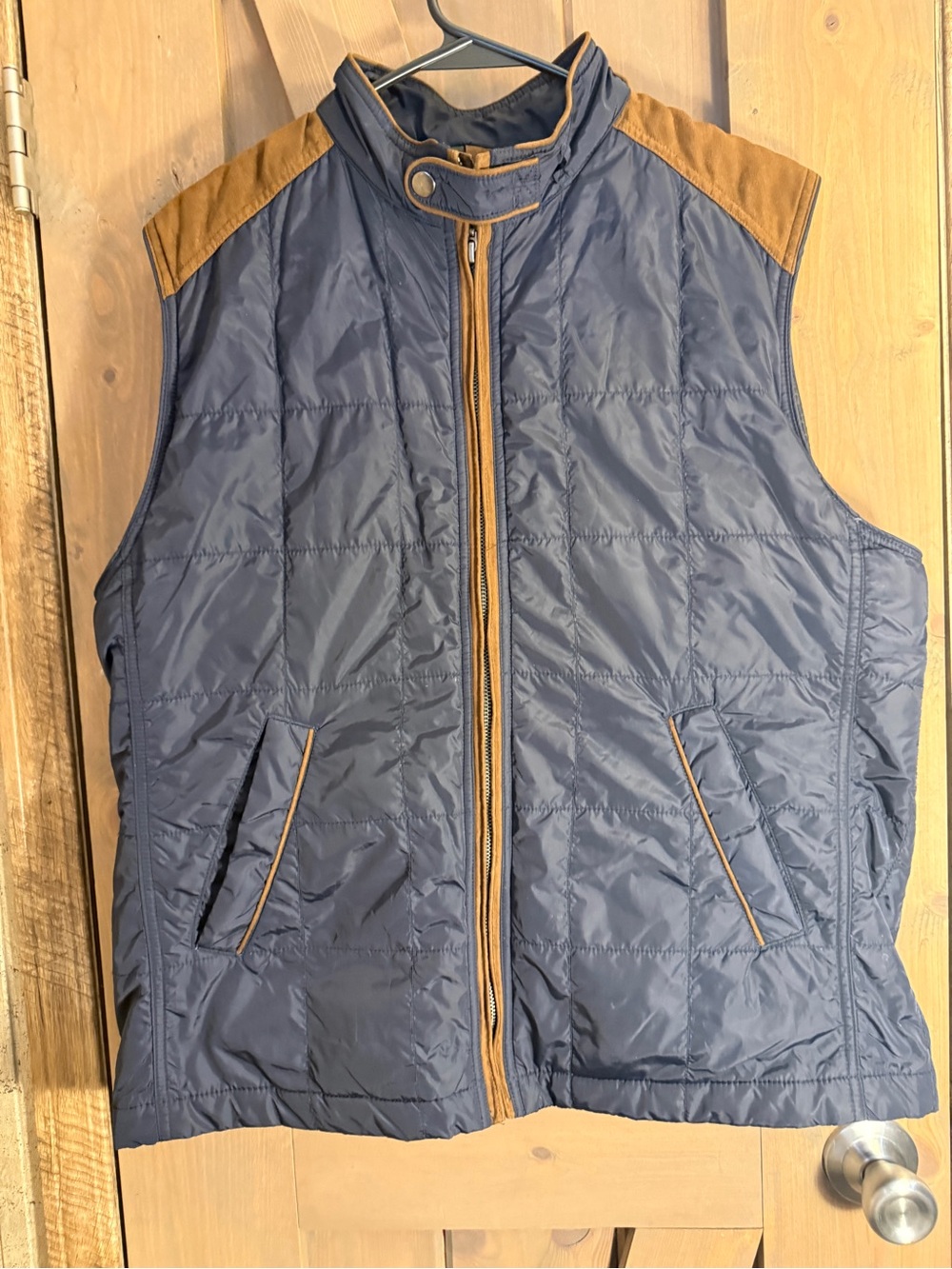 Johnston & Murphy Navy Quilted Vest with Tan Accents